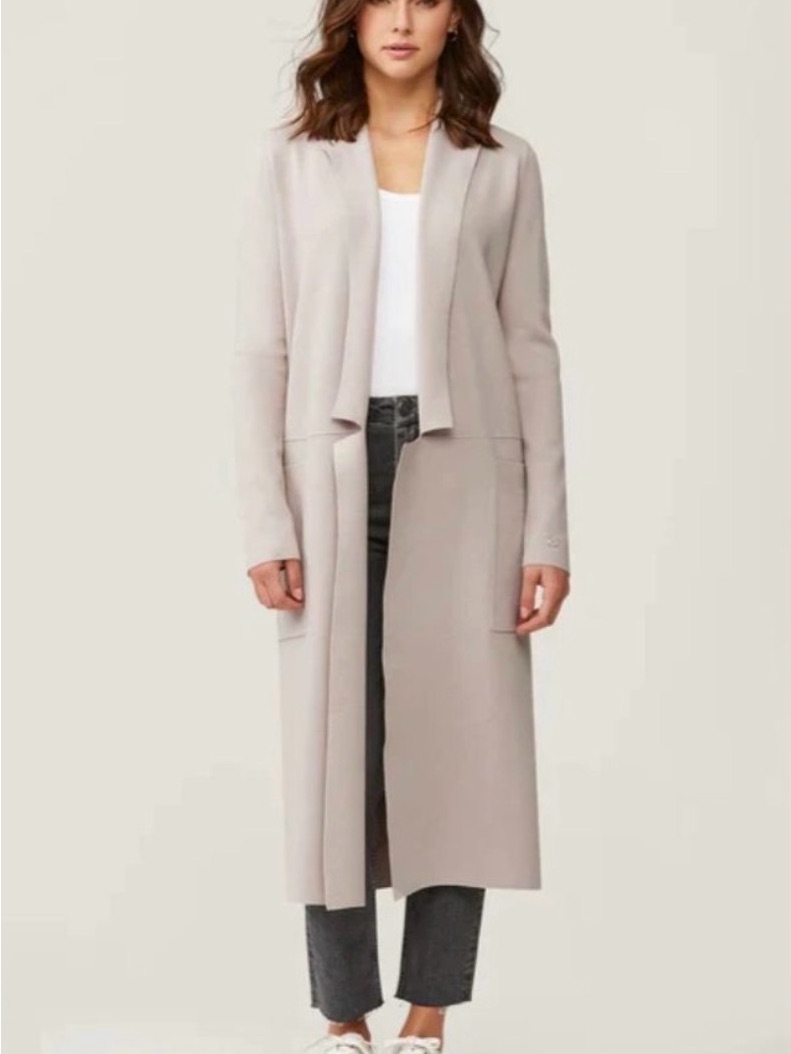 Soia & Kyo Long Open-Front Knit Robe In Light Pink